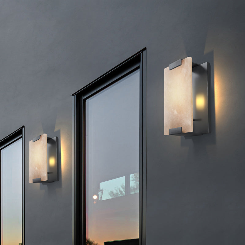 Rectangle Natural Marble LED Wall Light, Copper, Gold Black Sconce for Foyer, Bedside, or Aisle Hallway, Entryway Light
