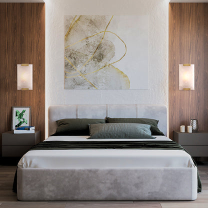 Rectangle Natural Marble LED Wall Light, Copper, Gold Black Sconce for Foyer, Bedside, or Aisle Hallway, Entryway Light