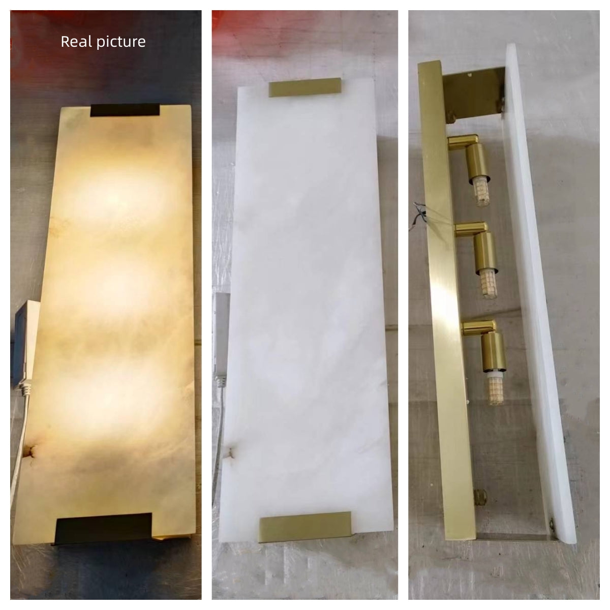 Rectangle Natural Marble LED Wall Light, Copper, Gold Black Sconce for Foyer, Bedside, or Aisle Hallway, Entryway Light