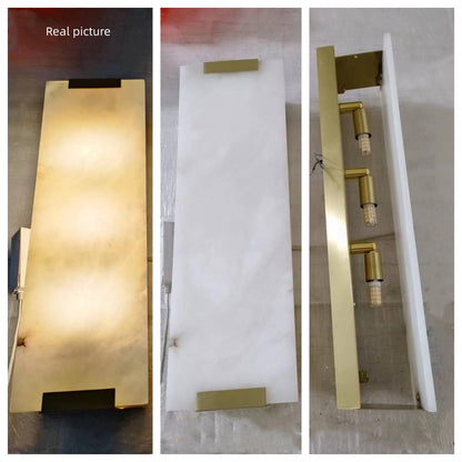 Rectangle Natural Marble LED Wall Light, Copper, Gold Black Sconce for Foyer, Bedside, or Aisle Hallway, Entryway Light