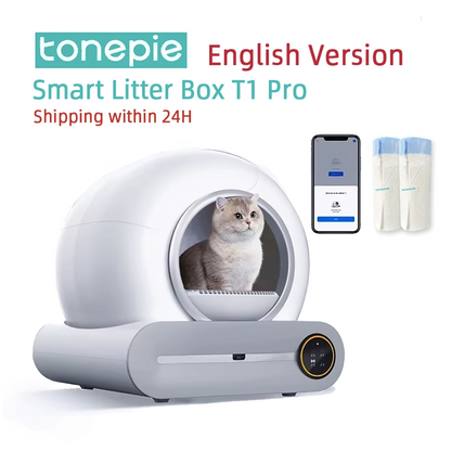 Smart Automatic Self Cleaning Cat Litter Box, Fully Enclosed Pet Toilet Litter Tray with Deodorizer, APP Remote Control