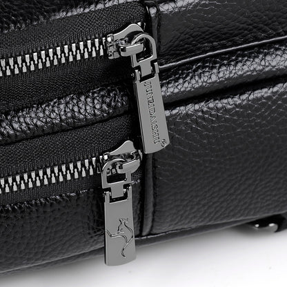 Vintage Luxury Mens Crossbody Bag Durable PU Leather Chest Pack  Shoulder Bag For HandsFree Conveni 3