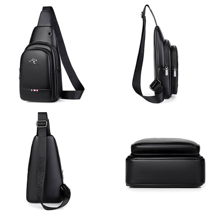 Vintage Luxury Mens Crossbody Bag Durable PU Leather Chest Pack  Shoulder Bag For HandsFree Conveni 4