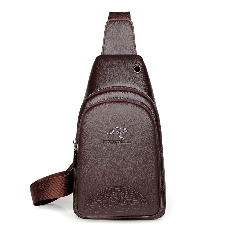 Vintage Luxury Mens Crossbody Bag Durable PU Leather Chest Pack  Shoulder Bag For HandsFree Conveni 8