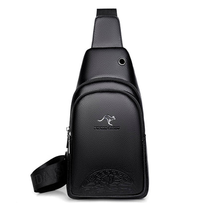 Vintage Luxury Mens Crossbody Bag Durable PU Leather Chest Pack  Shoulder Bag For HandsFree Conveni 7
