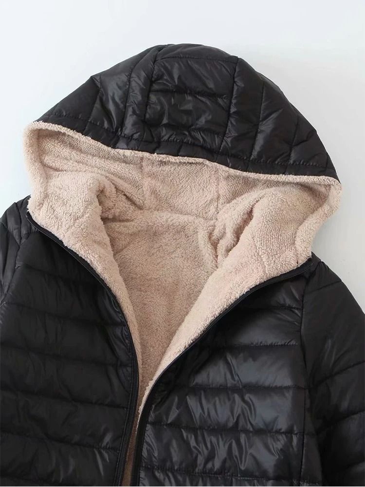 Womens Mid Length Hooded Winter Coat With Warm Lamb Fleece Lining 5