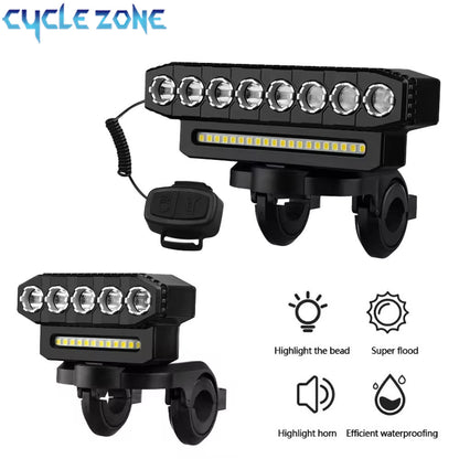 Rechargeable LED Bicycle Front Light with Bike Horn, Modes Bicycle Bell Light, USB Powered Cycling Headlight