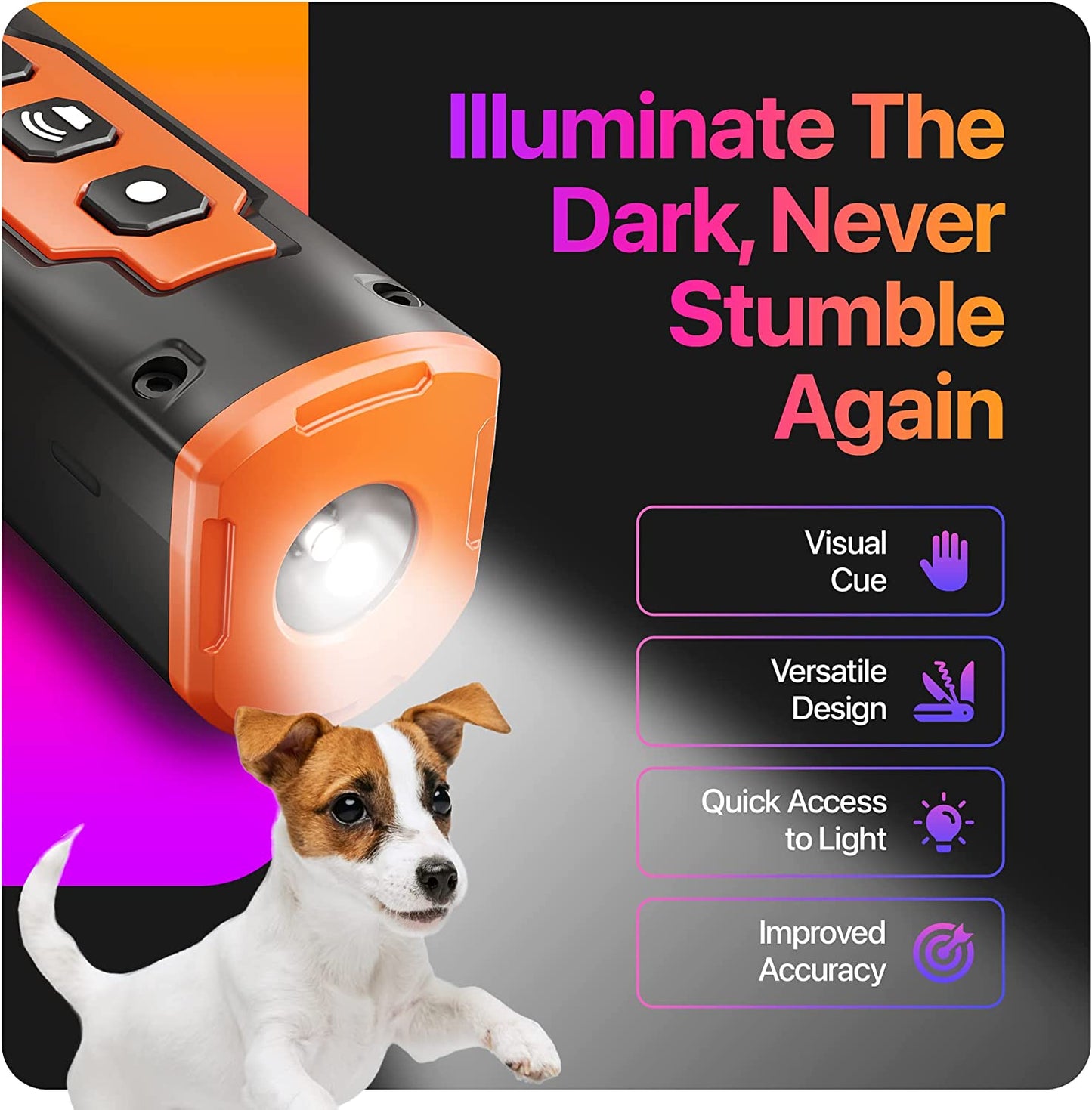 Rechargeable Release Pet Dog Repeller Ultrasonic Dog Training Device, Anti Dog Bark Deterrent Device With LED Flashlight