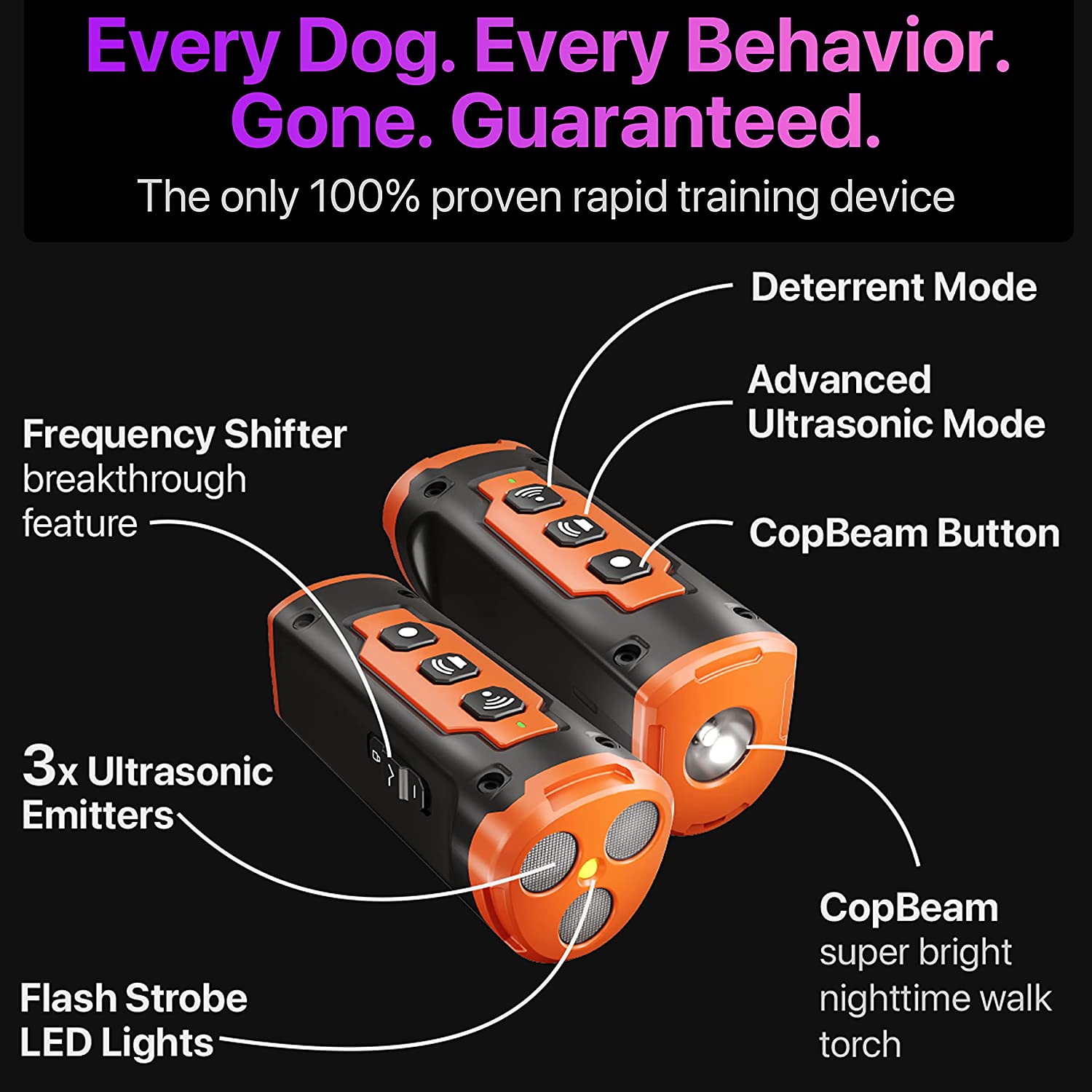 Rechargeable Release Pet Dog Repeller Ultrasonic Dog Training Device, Anti Dog Bark Deterrent Device With LED Flashlight