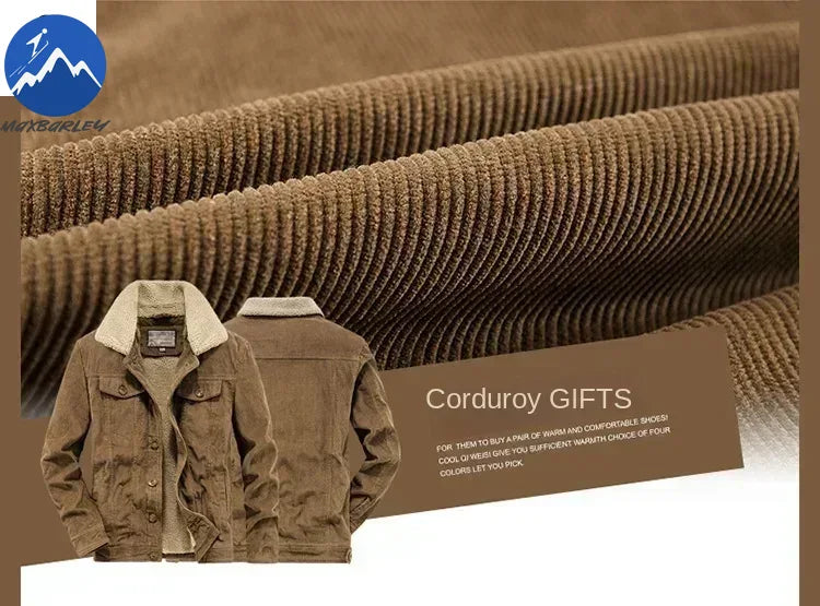 Winter Male Cotton Jackets Padded Warm Loose Parka Coat Corduroy Short Jacket Man Solid Fur Collar Windbreaker