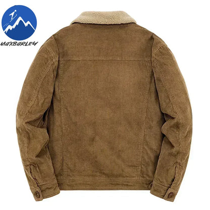 Winter Male Cotton Jackets Padded Warm Loose Parka Coat Corduroy Short Jacket Man Solid Fur Collar Windbreaker