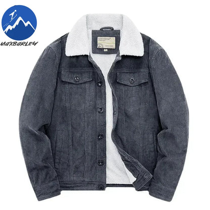 Winter Male Cotton Jackets Padded Warm Loose Parka Coat Corduroy Short Jacket Man Solid Fur Collar Windbreaker