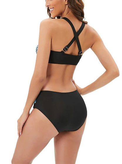 Women Push Up Bikini Halter Swimsuit High Waist Swimwear 2