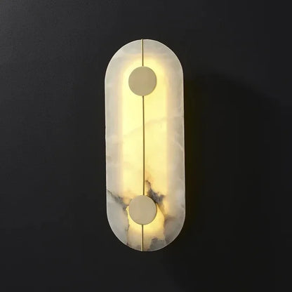 Nordic Modern Marble Stone Wall Lamp, Gold Copper LED Sconce Light for Living Room, Bedroom, Bedside Alabaster Indoor