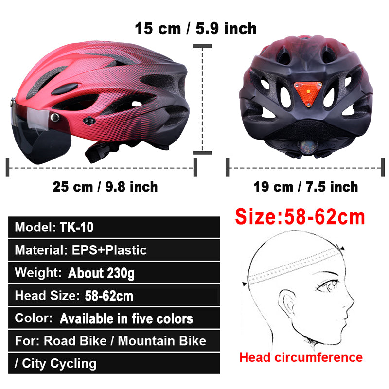 MTB Bike Helmet Ultralight Cycling Helmet With LED Lights Integrally Molded Safe Sports Hat Goggles 5