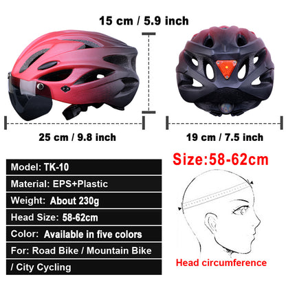 MTB Bike Helmet Ultralight Cycling Helmet With LED Lights Integrally Molded Safe Sports Hat Goggles 5