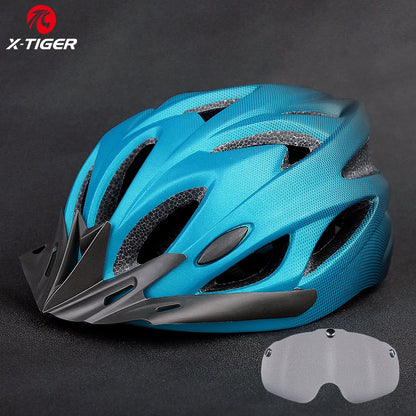 MTB Bike Helmet Ultralight Cycling Helmet With LED Lights Integrally Molded Safe Sports Hat Goggles 7