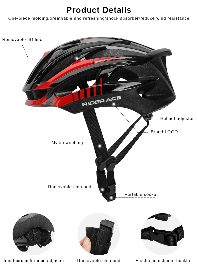 Bicycle Helmet With Ventilation Ultralight Bike Helmet OnePiece Design Unisex Racing Lightweight Cy 4