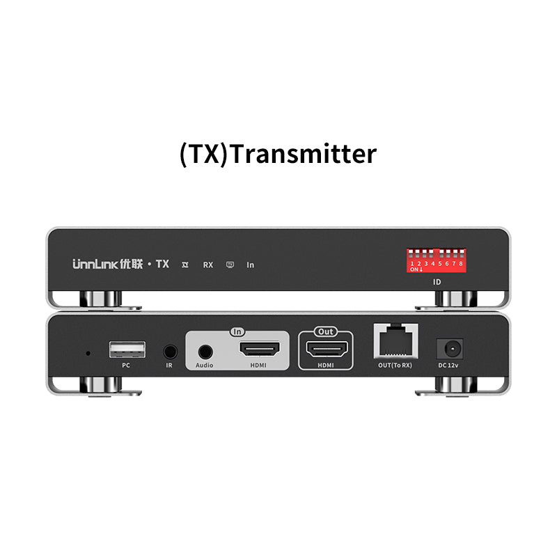Unnlink HDMI KVM Extender 200m Over IP, 4K 30Hz Ethernet Extender with USB, IR, EDID, Share Mouse/Keyboard to Monitor