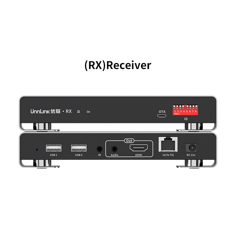 Unnlink HDMI KVM Extender 200m Over IP, 4K 30Hz Ethernet Extender with USB, IR, EDID, Share Mouse/Keyboard to Monitor
