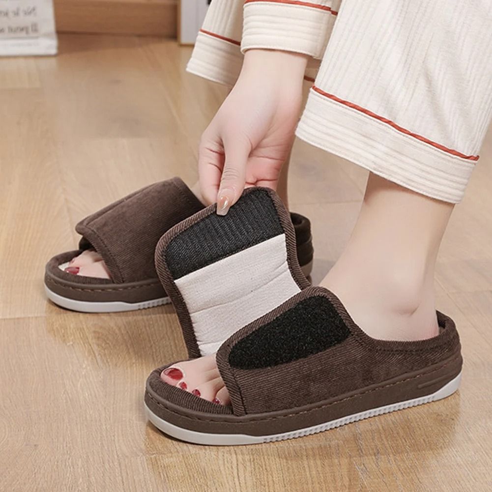 Men and Women Diabetic Slippers Adjustable Swollen Feet Slippers with Open Toe and Rubber Sole