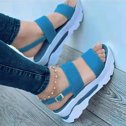 Womens Open Toe Buckle Sandals Non Slip Summer Wedge Shoes 10