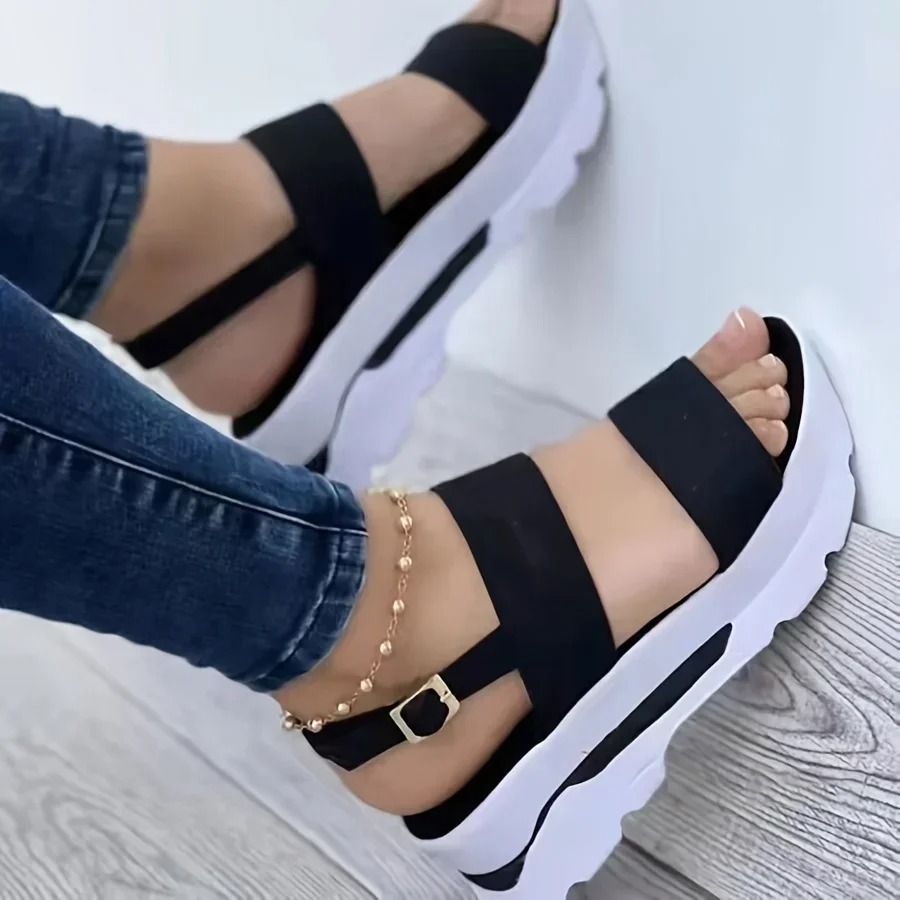 Womens Open Toe Buckle Sandals Non Slip Summer Wedge Shoes 11