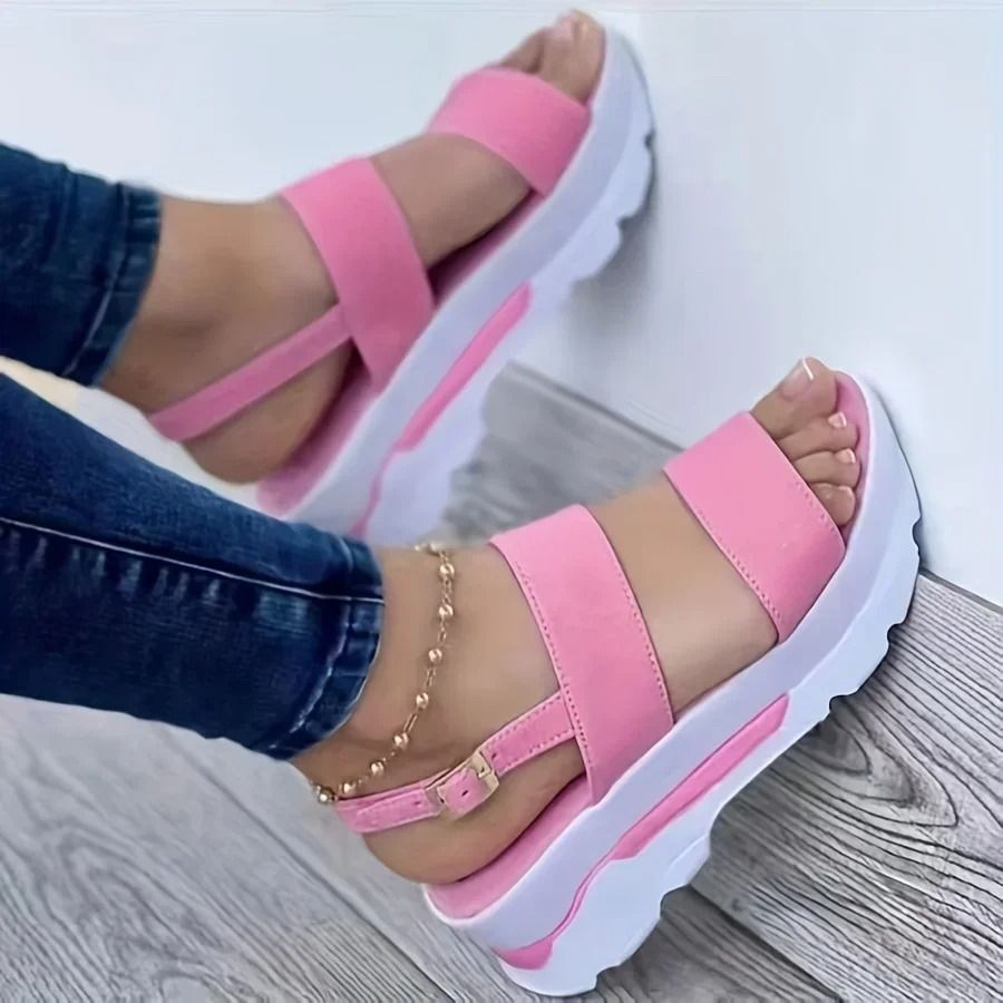 Womens Open Toe Buckle Sandals Non Slip Summer Wedge Shoes 7