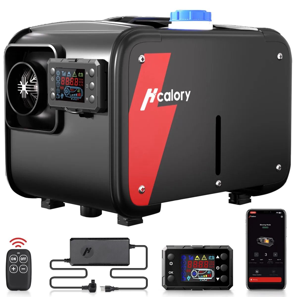 Portable Diesel Air Heater with Bluetooth Remote and LCD Monitor