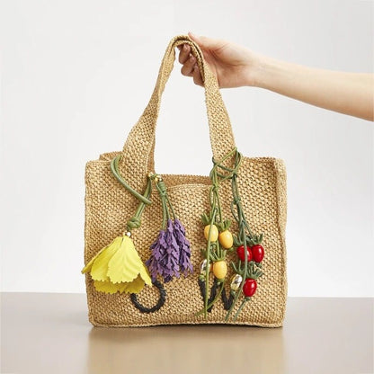 Leather Flower Bag Charm