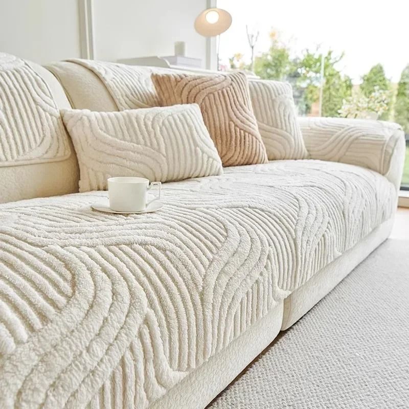 Plush Sofa Cover Non Slip Thick Couch Slipcover Mat