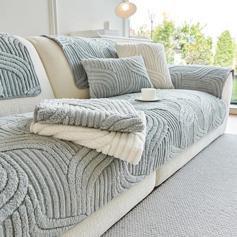 Plush Sofa Cover Non Slip Thick Couch Slipcover Mat 9