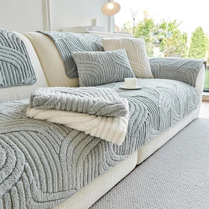 Plush Sofa Cover Non Slip Thick Couch Slipcover Mat 9