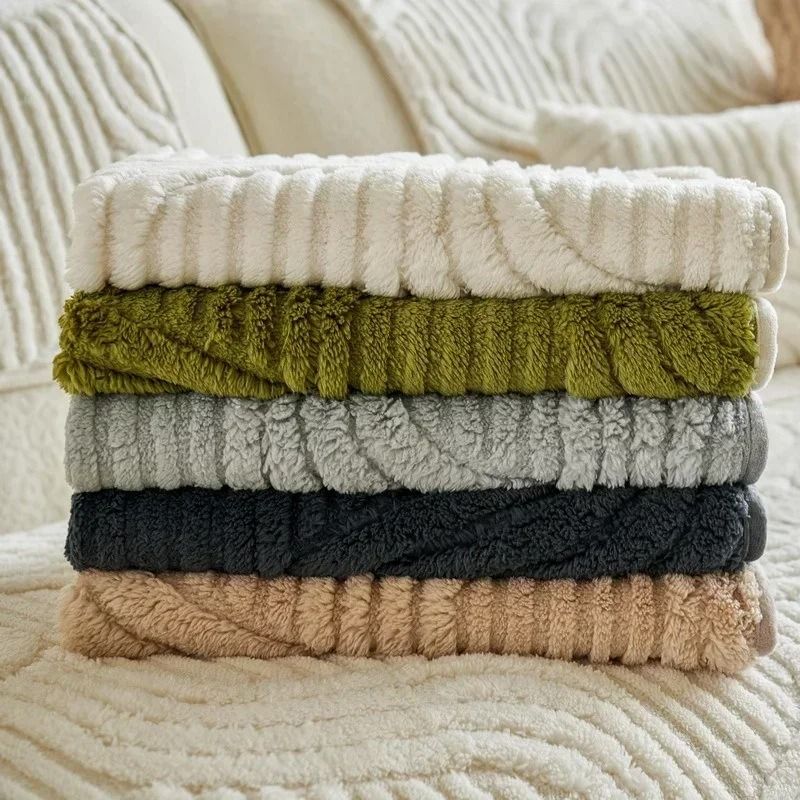 Plush Sofa Cover Non Slip Thick Couch Slipcover Mat 3
