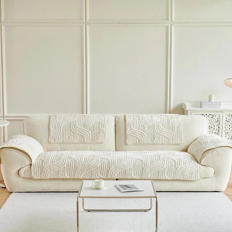 Plush Sofa Cover Non Slip Thick Couch Slipcover Mat 4