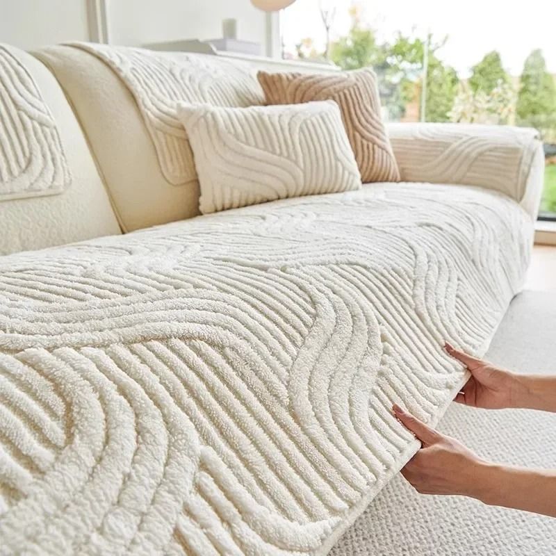 Plush Sofa Cover Non Slip Thick Couch Slipcover Mat 7