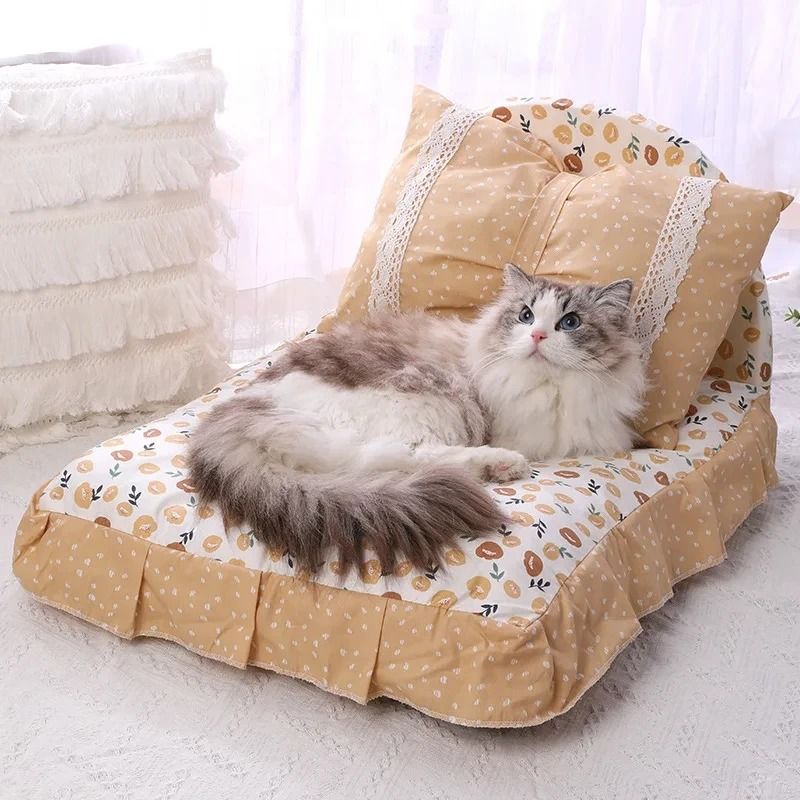 Adorable Bow Pet Bed with Pillow