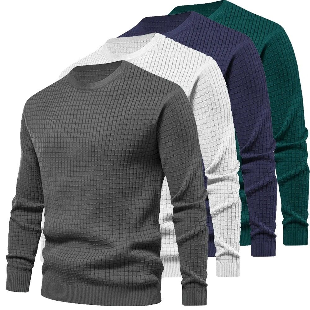 Men's Casual Crew Neck Sweatshirt Solid Color Long Sleeve Top