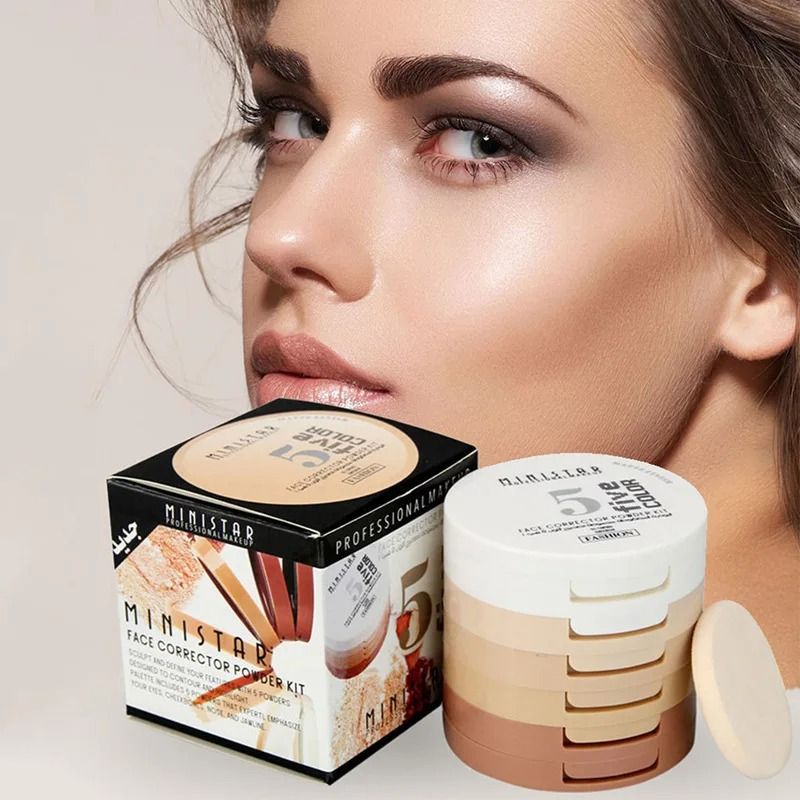 Concealer Contouring Powder Tower With 5 Color Brightening Loose Setting Powder 4