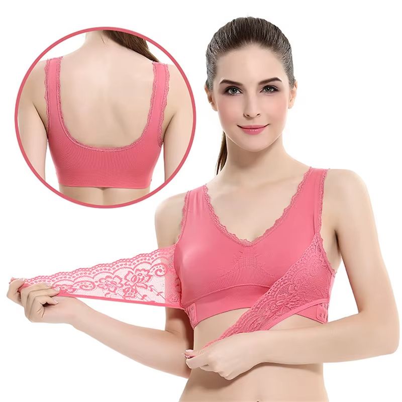 Seamless Lace Sports Bra With Cross Buckle  ShockProof Yoga Bralette S4XL 1
