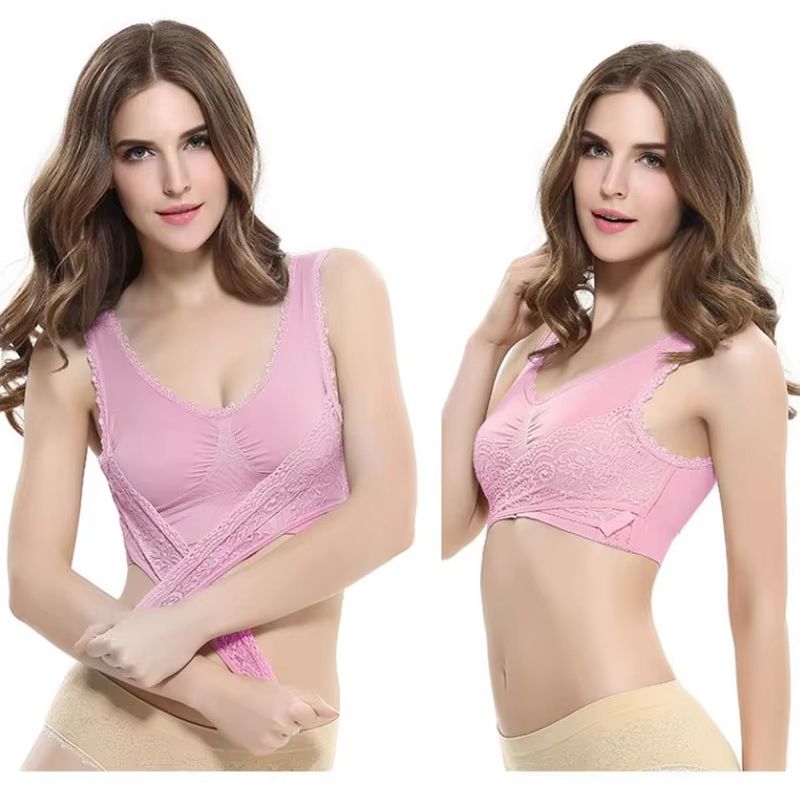 Seamless Lace Sports Bra With Cross Buckle  ShockProof Yoga Bralette S4XL 3