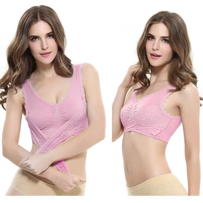 Seamless Lace Sports Bra With Cross Buckle  ShockProof Yoga Bralette S4XL 3