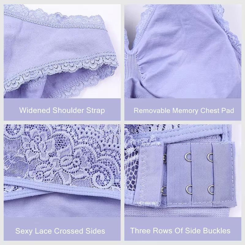 Seamless Lace Sports Bra With Cross Buckle  ShockProof Yoga Bralette S4XL 4
