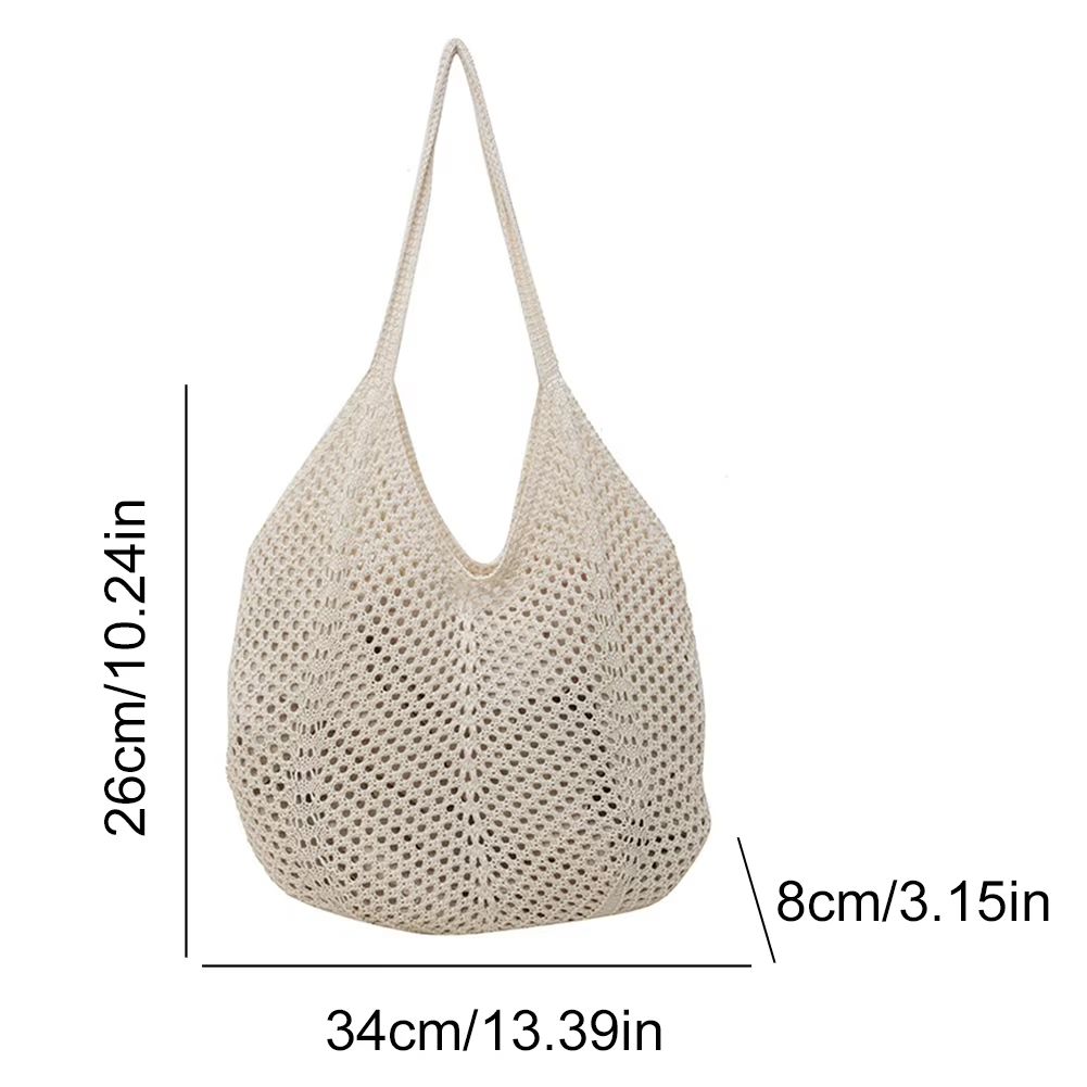 Womens Crochet Shoulder Bag Large Capacity Knitted Tote Summer Mesh Beach Hobo Handbag 7