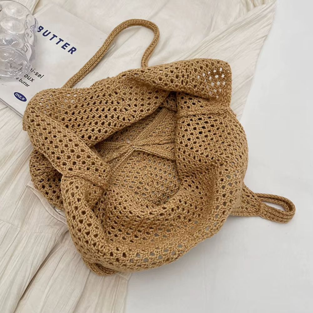 Womens Crochet Shoulder Bag Large Capacity Knitted Tote Summer Mesh Beach Hobo Handbag 2