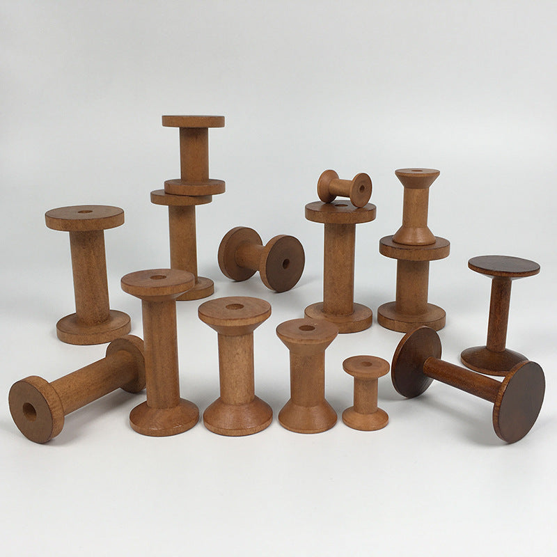 Brown Big Wood Empty Spools Bobbin, 20/50 Pcs Bulk Supply for Sewing, Ribbons, Twine, Thread & DIY Craft