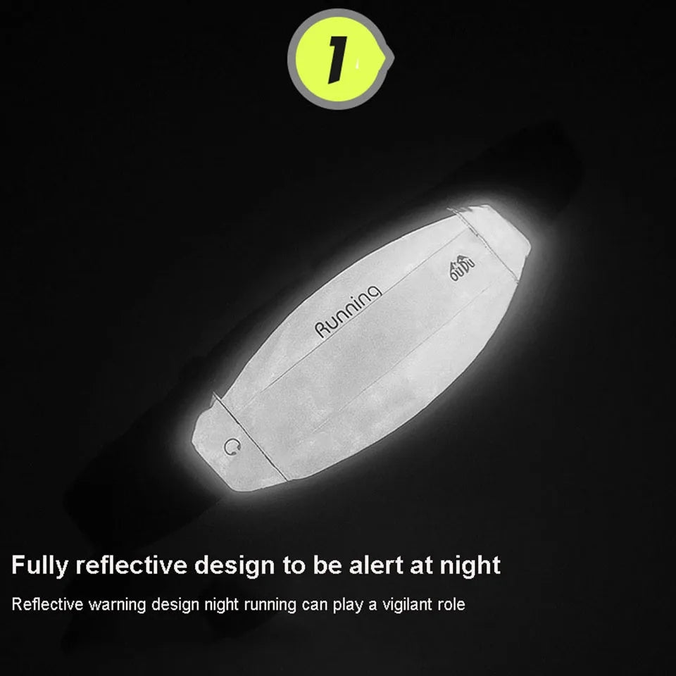 Sports Waist Bag Reflective Running Bag Pockets Waterproof Outdoor Waist Belts for Men Women Mobile Phone Case Holder