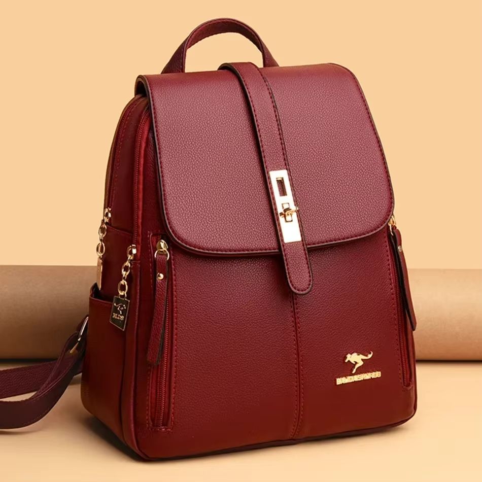 Women's Large Capacity Leather Backpack – Vintage Travel & School Rucksack