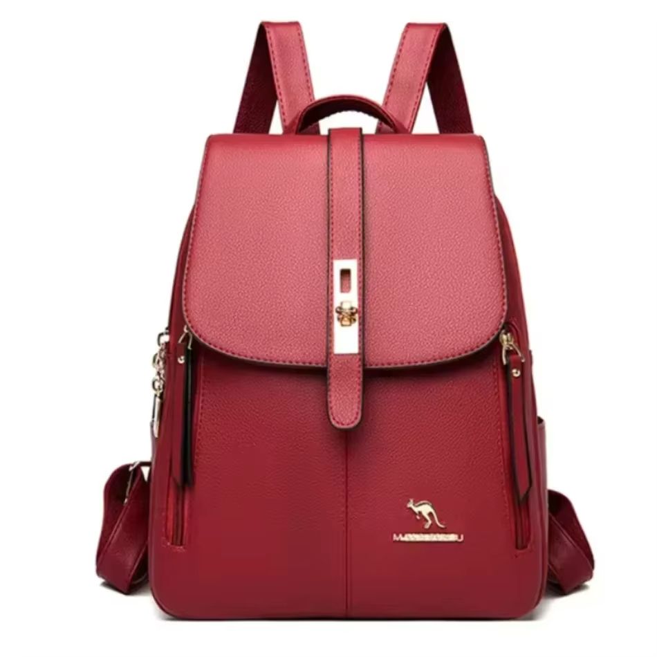 Womens Large Capacity Leather Backpack  Vintage Travel  School Rucksack 9
