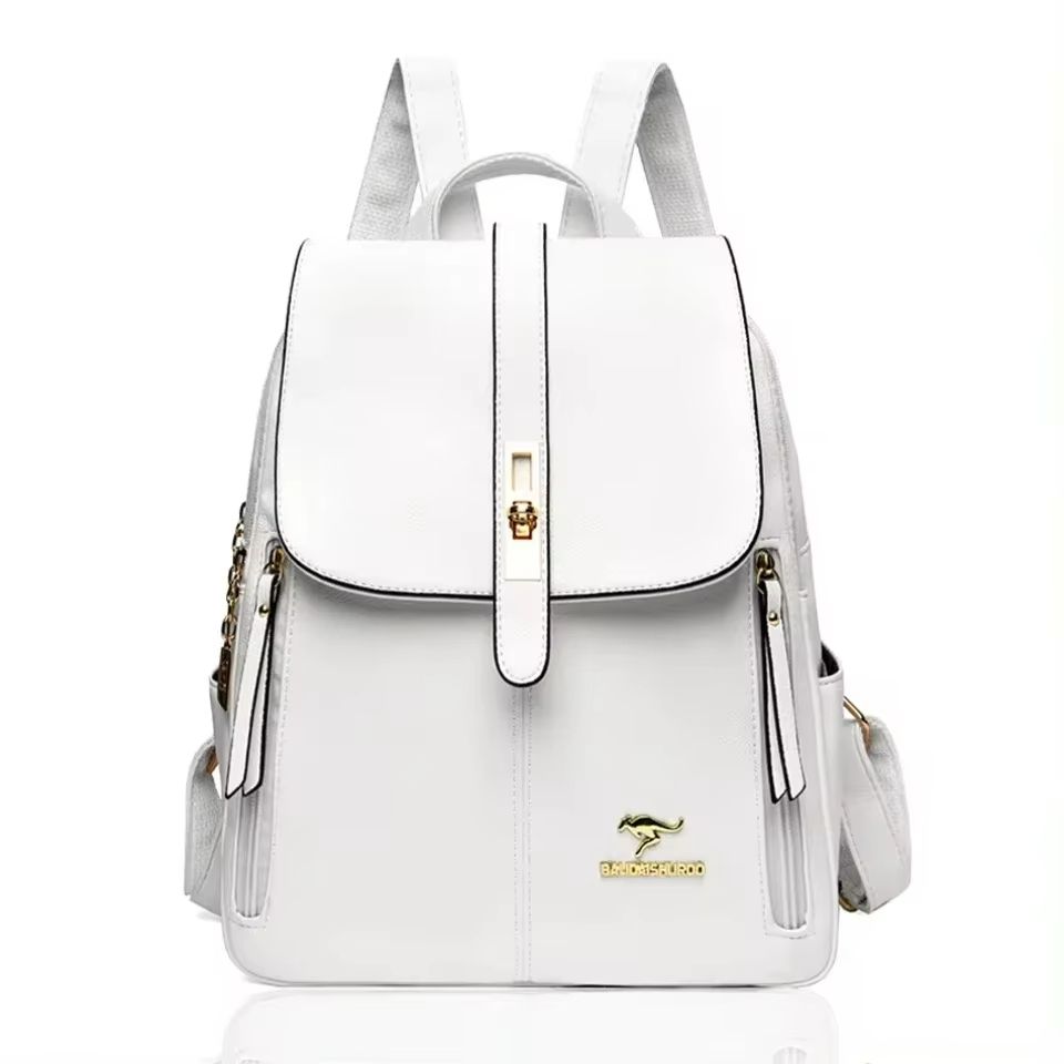 Womens Large Capacity Leather Backpack  Vintage Travel  School Rucksack 10